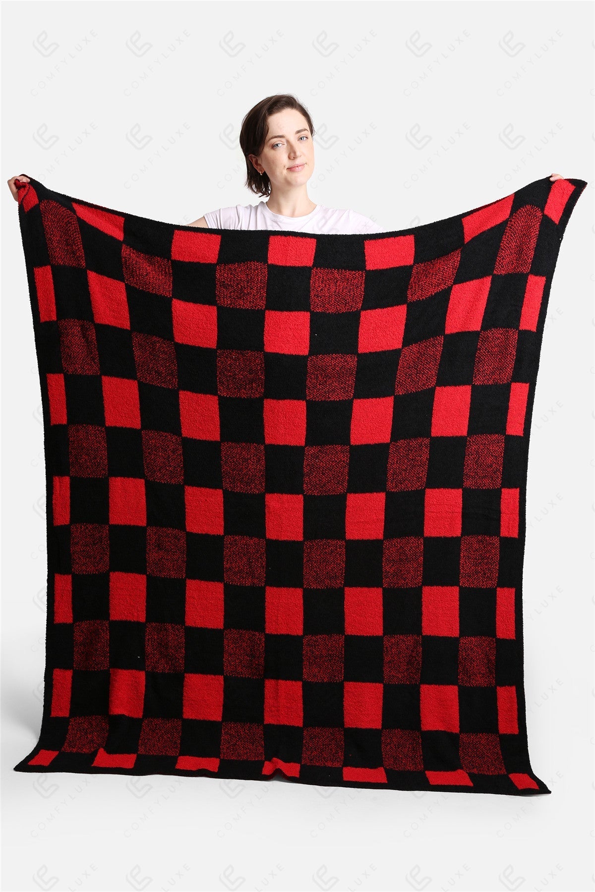 Jcl1042 Black/Red Throw Blankets